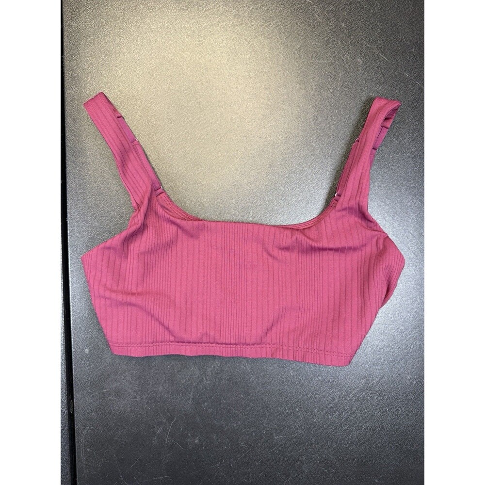 ALO YOGA Burgundy Run It Back Bra Subtly Ribbed Medium Support Active Bra Size S